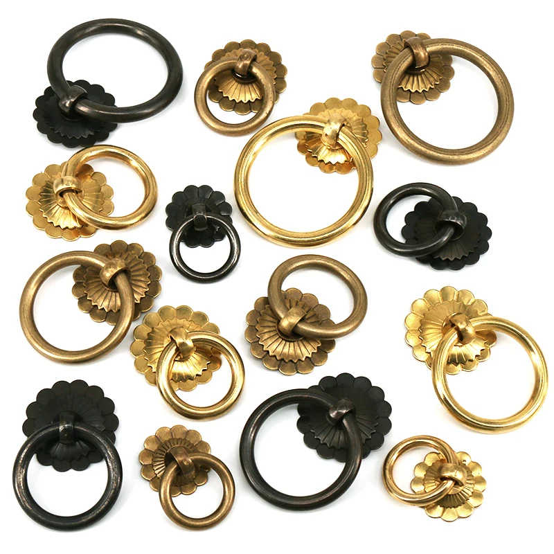 Антикварное кольцо для шкафа латунные ручки фурнитура ящика комода с монтажными