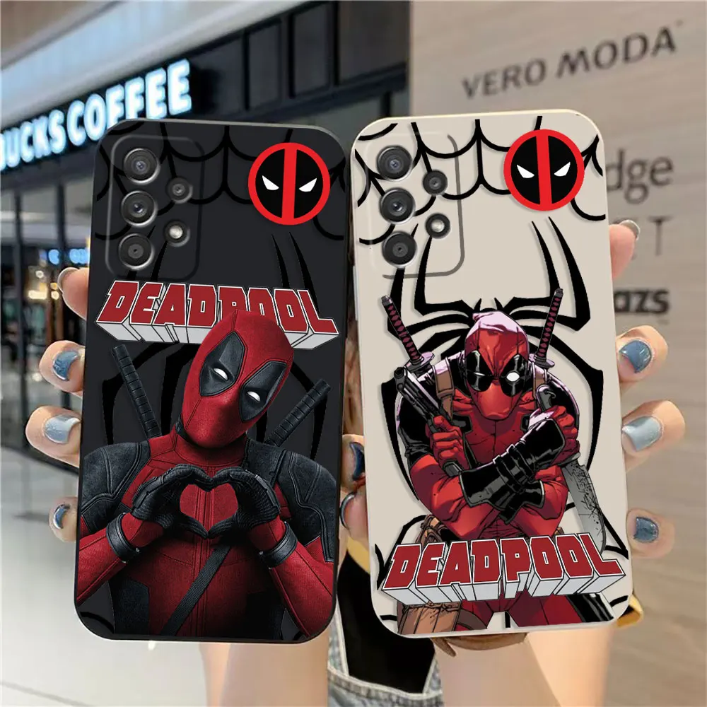 

Case For Samsung Galaxy A91 A73 A72 A71 A53 A52 A51 A42 A33 AO3S 4G 5G Simple Liquid silicone Case Marvel Deadpool
