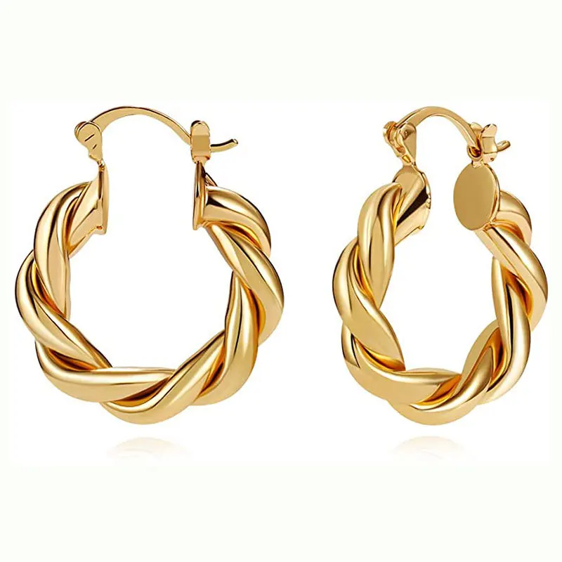 

Creative classic twisted C-shaped earrings European and American style fashion temperament retro circle texture twist ear jewelr