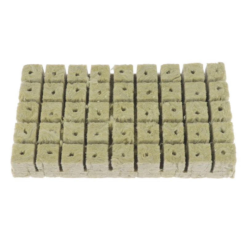 

50Pcs Ventilative Hydroponic Grow Agricultural Media Compress Cubes Rock Wool Plug Soilless Culture Substrate 2.5*2.5*4 cm
