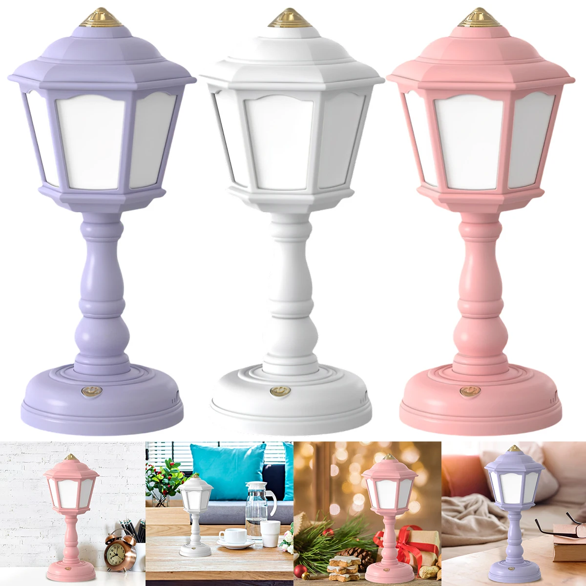 

Retro LED Desk Lamp Bedside Light Reusable USB Charging Eye Protection Nightstand Lamp Mini Night Light Dimmable Table Lamp