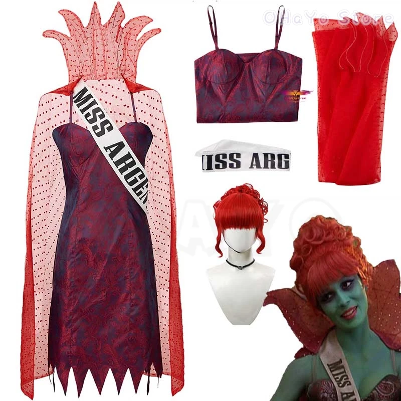 Свек коммерческий Мисс Аргентина Косплей Костюм Платье Плащ Оранжевый Вьющийся
