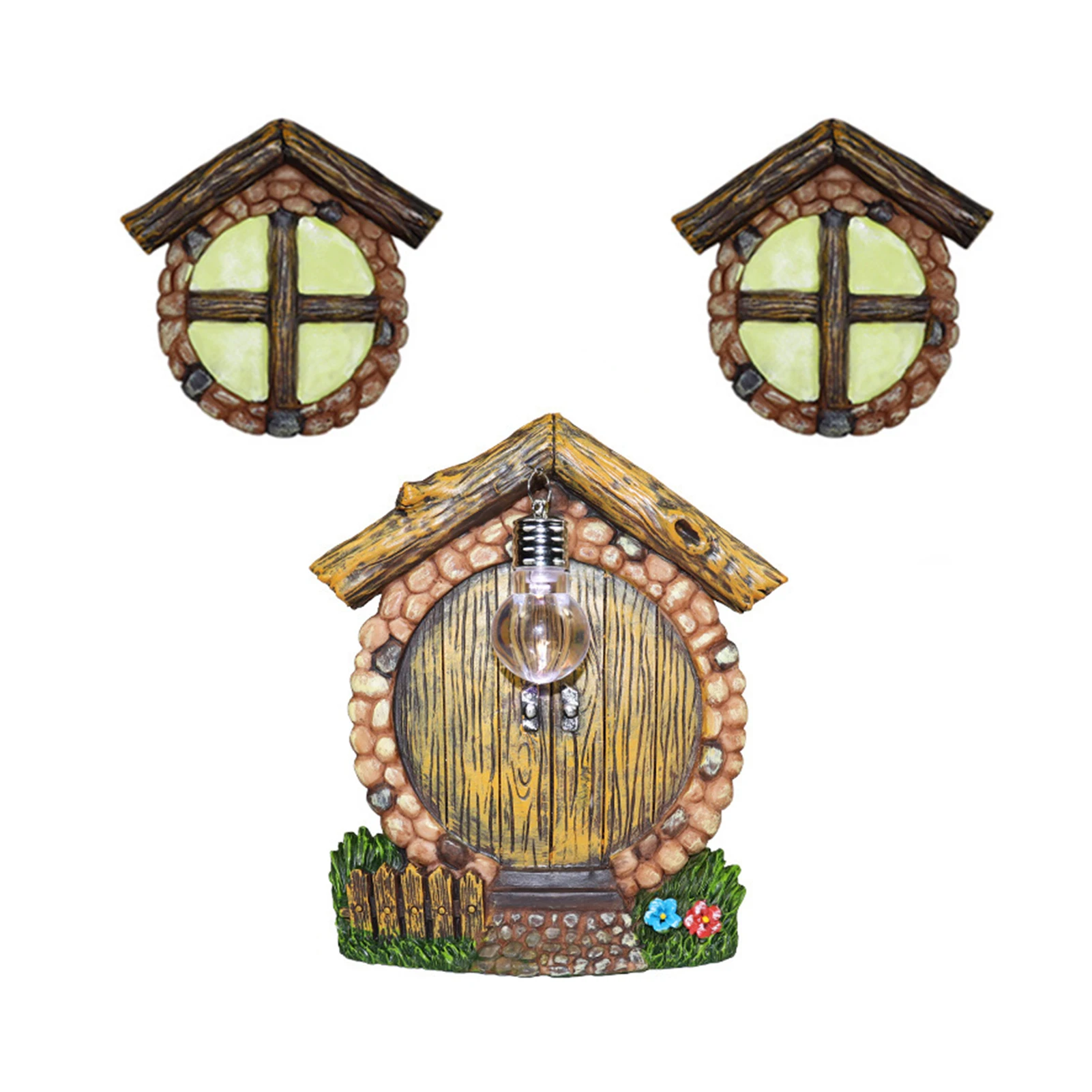 

Miniature Resin Glow In Dark Fairy Door Windows Yard Art Garden Sculpture Accessories Gift Wall Pendant Ornament For Trees