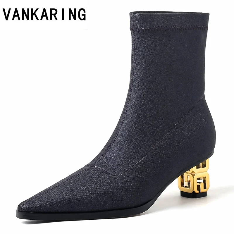 

Женские ботильоны на высоком каблуке, с острым носком