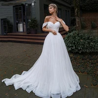 tixlear women glitter tulle beach wedding dress off shoulder sweetheart boho bridal gowns bride robe de marie custom made 2022