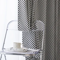 nordic curtains for living dining room bedroom custom modern luxury black white checkerboard chenille minimalist window decor