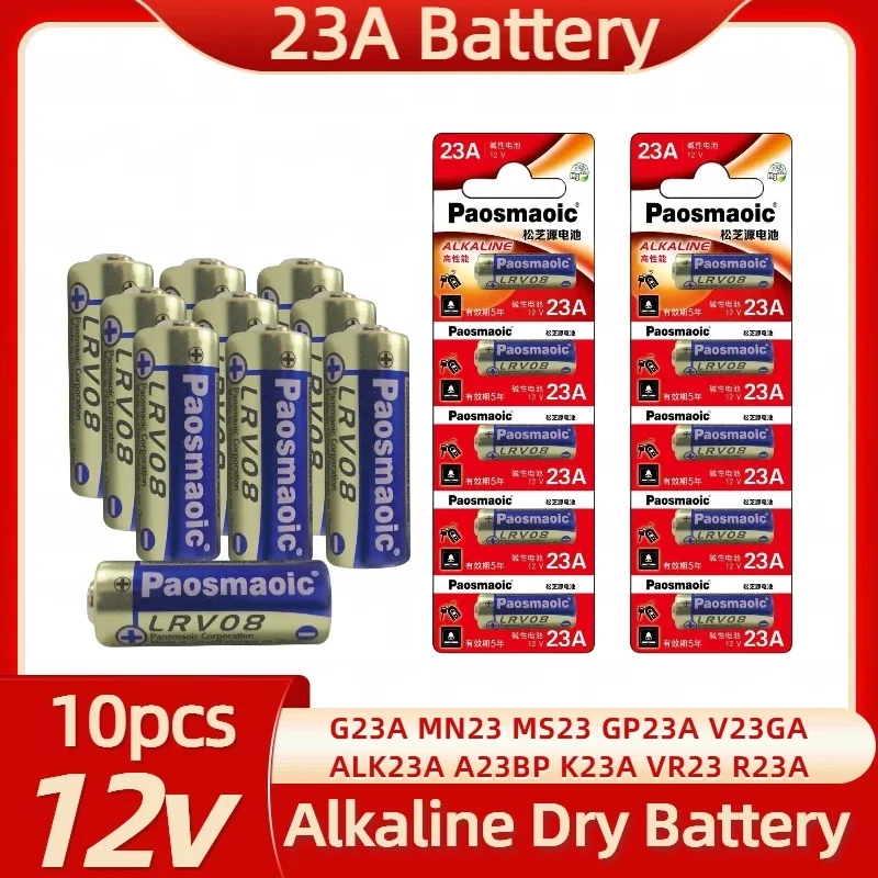 

10pcs 23A 12V Alkaline Battery 23A 12V 23GA A23S E23A EL12 MN21 V23GA LRV08 For Alarm clock Wireless mouse Remote Control Toy