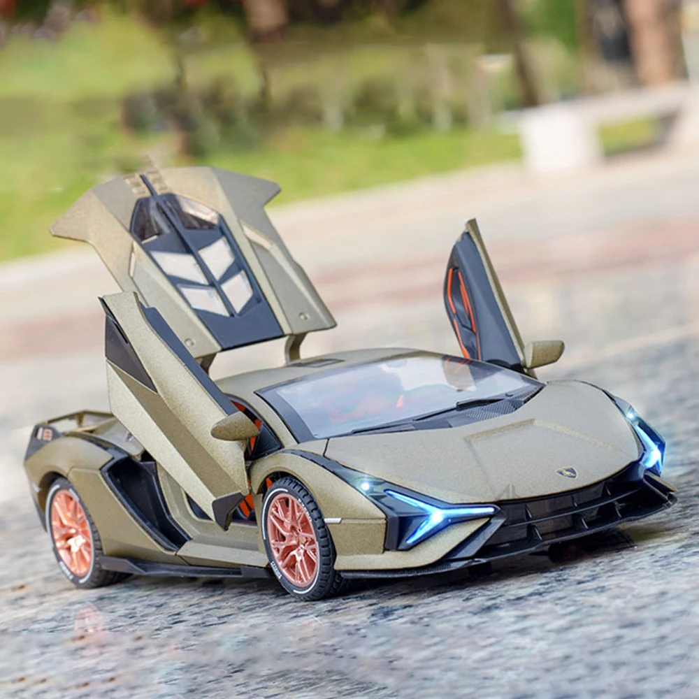 

1:24 Литой Сплав Lambor Sian FKP37 супер спортивная модель автомобиля игрушка звук светильник 4 двери Opend Pull Back Roadster автомобиль игрушка для мальчика