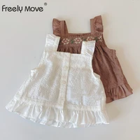 freely move baby girls sleeveless shirt princess embroidery shirt for tddler girl sweet pullover casual shirt children tops