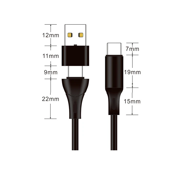 Зарядный кабель 2 в 1 USB Type-C PD 60 Вт 3 А |