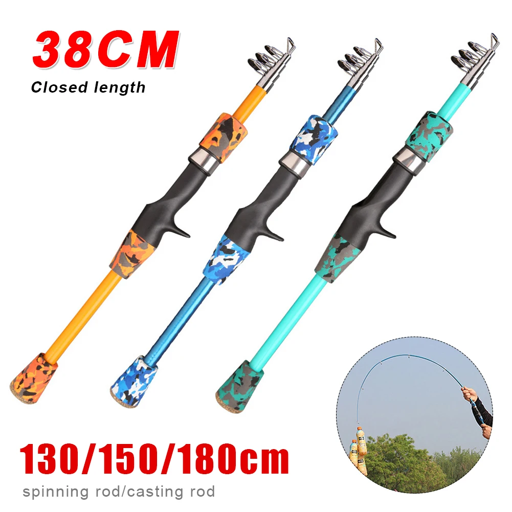 

1.3m/1.5m/1.8m Telescopic Fishing Rod Portable Carbon Spinning Casting Rod Camo Carp Perch Freshwater Saltwater Accessories