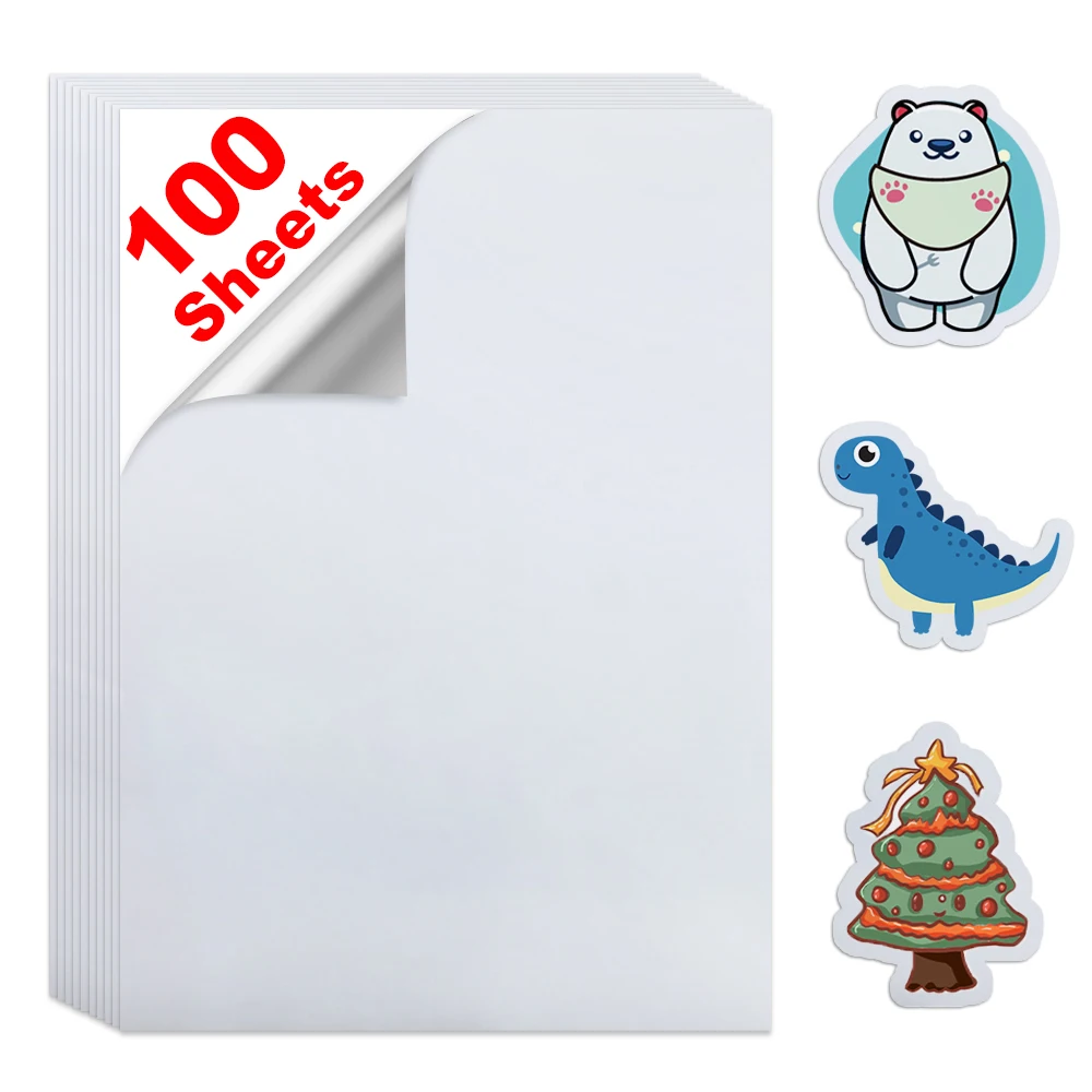 

100 листов, стандартная бумага A4, Матовая Серебристая клейкая наклейка, бумага для струйного принтера, водостойкая этикетка «сделай сам»