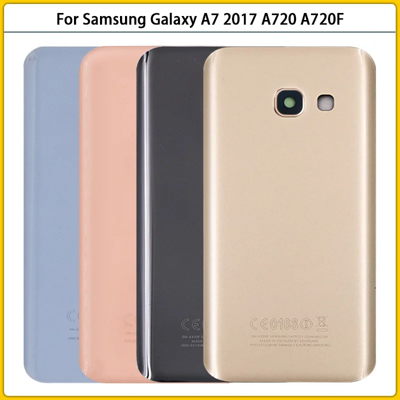 

For Galaxy A7 2017 A720 A720F SM-A720F Battery Back Cover Rear Door 3D Glass Panel Housing Case Adhesive Lens Replace