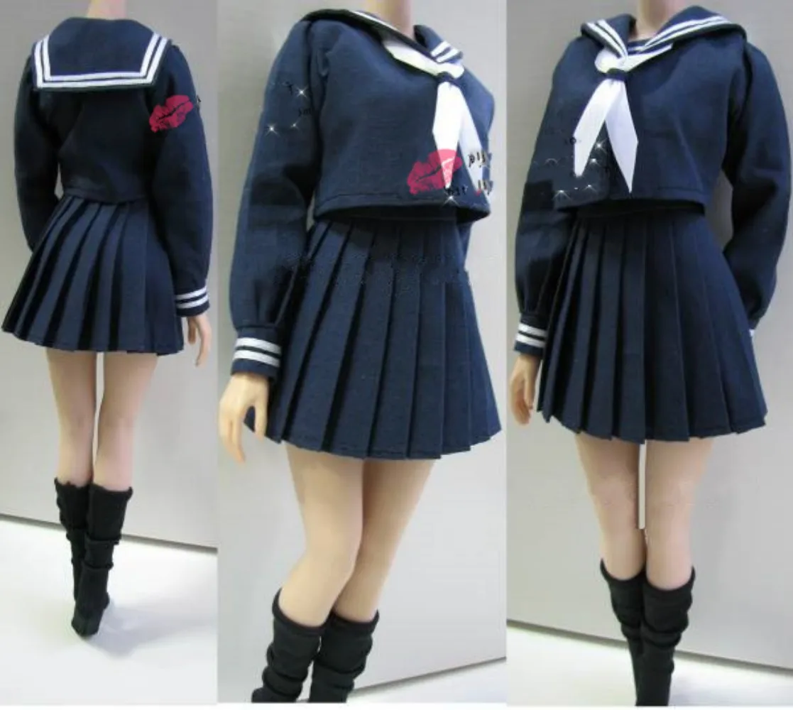 

Sailor Suit JK School Uniform Short Dress 1/6 Women Soldier Loose Fitting High Waisted For 12"PHicen Action Figure Model Toys