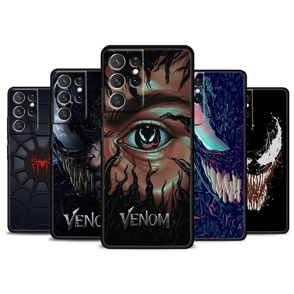 

Avengers Marvel Villain Venom For Samsung Galaxy S22 S21 S20 FE Ultra Plus S10 S9 S8 S7 S6 Edge 5G Black Soft Phone Case Cover