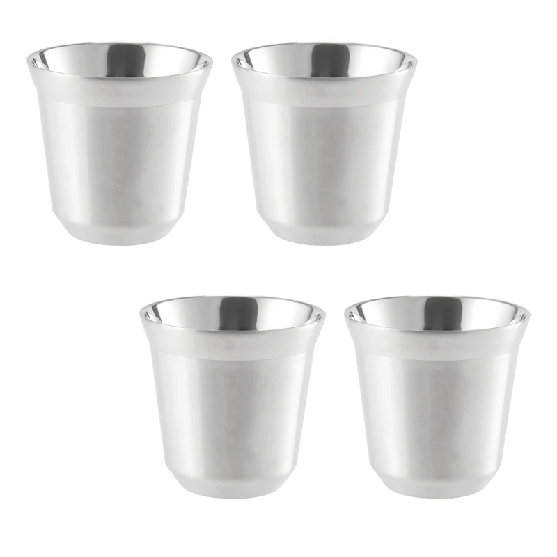 

Steel Espresso Cups Set Of 8, Double Wall Insulated Coffee Mugs Tea Cups, Easy Clean And Dishwasher Safe (80ML)