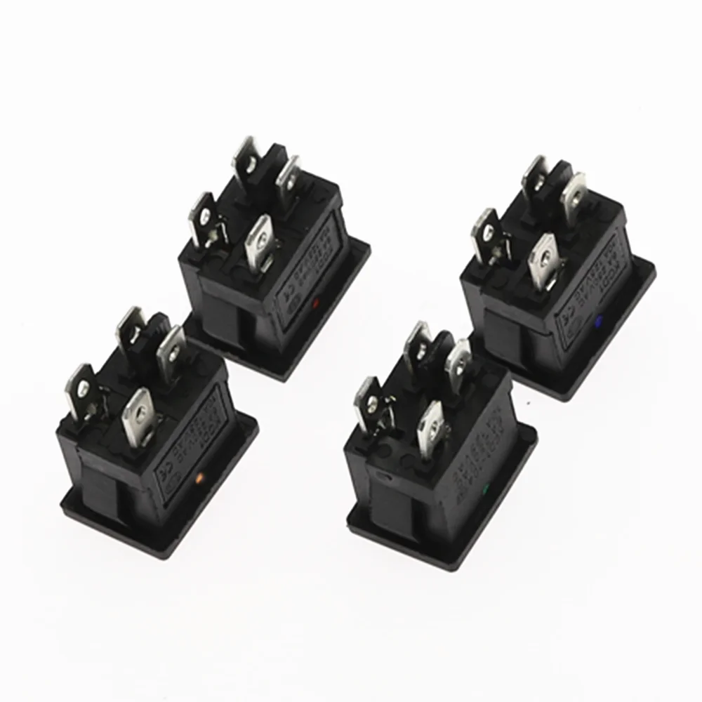 1 шт. KCD1 4Pin автомобильный кулисный переключатель 6A/10A 250V/125V AC красный желтый