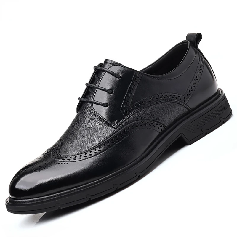 Business Genuine Leather Shoes Men Breathable Rubber Formal Dress Shoes Male Office Wedding Flats