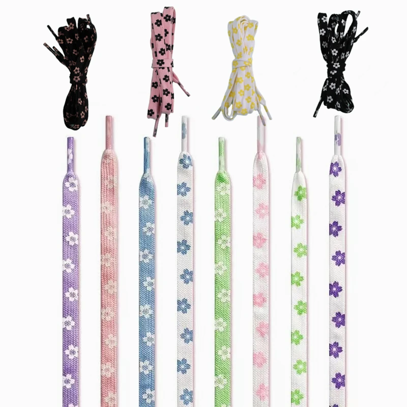 Original 21style Cherry Tie dye printin Blossom Pink AF Shoelace Female Flower sneaker woman lace  Of Lace white Female Shoelace