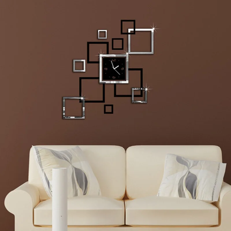 Креативные настенные часы для гостиной Amazon акриловое зеркало наклейка на стену