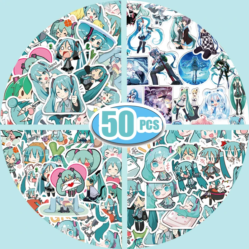 

Стикеры Hatsune Miku, 10/30/50 шт., милые аниме Стикеры для манги, ноутбука из ПВХ, водонепроницаемые Мультяшные Детские фонарики
