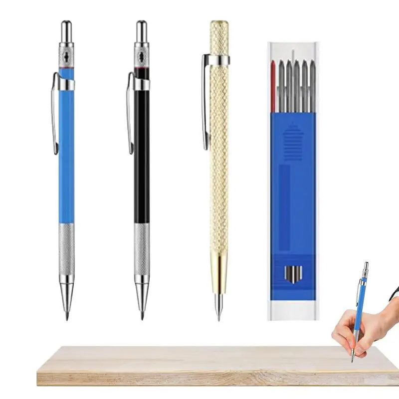 

Механический плотницкий карандаш, механический карандаш, инструмент для маркировки, 4 шт., строительная ручка с карманными зажимами, маркировка