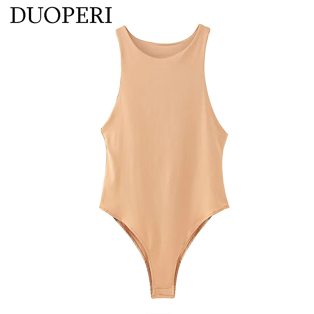 Модный женский разноцветный Повседневный комбинезон DUOPERI y2k с круглым вырезом