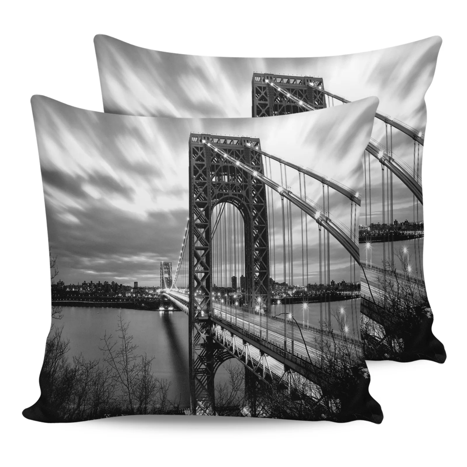 

Bridge Trees City Pillow Case Home Sofa Decor Cushion Cover for Living Room Printed Two Piece Set Decorative Pillowcases