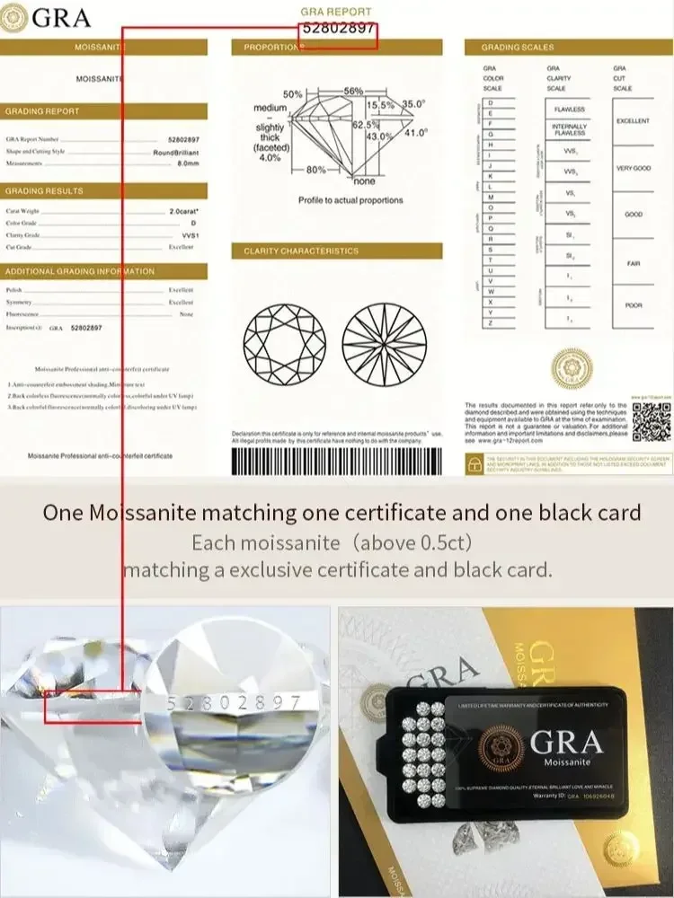 100% настоящий муассанит D цвет 3 мм-15 мм 8 сердечек и стрел VVS1 сертификат GRA круглые