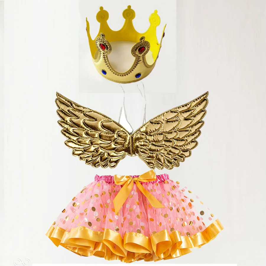 Christmas Tutu Skirts Crown Wing Angel Cosplay Costume For Girls Children Kids Halloween Clothing Party | Тематическая одежда и