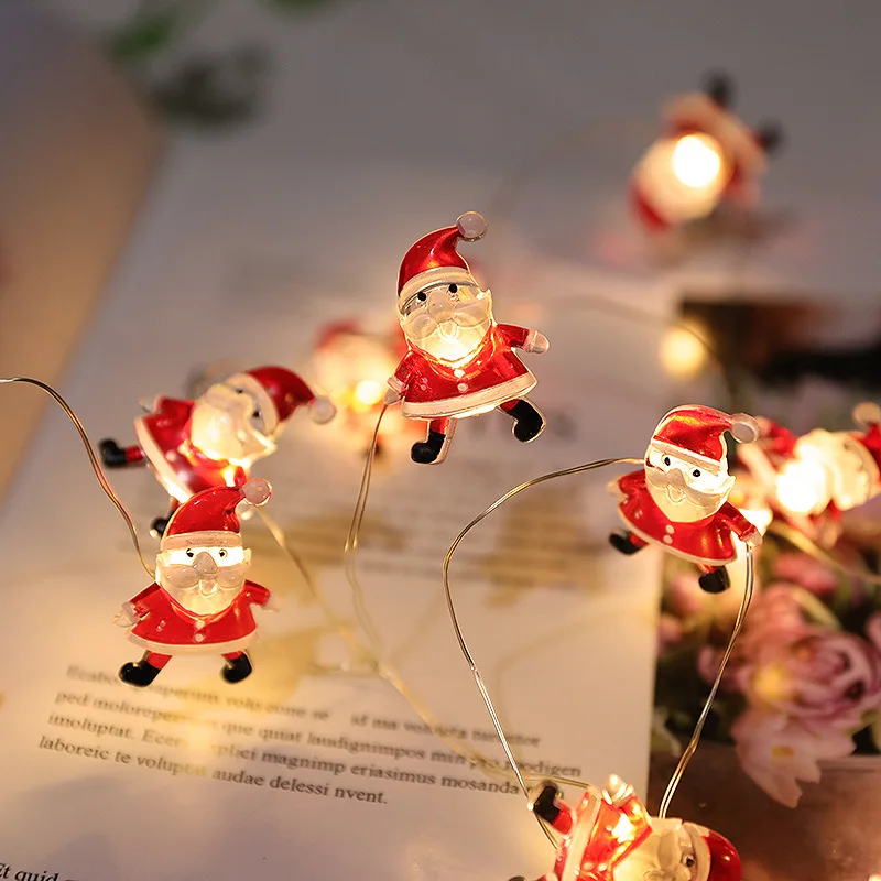 

2M 20 Lights Christmas Theme Lighting Strings Kawaii Santa Claus Gingerbread Man Snowman Luminous LED Lights Christmas Decors