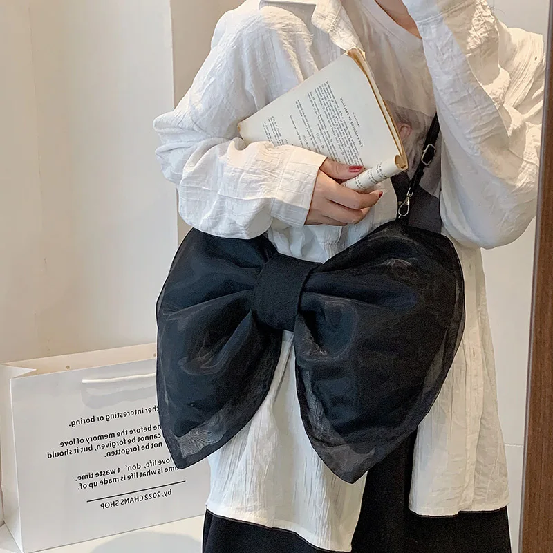 

Милые сумки с бантом для женщин, Холщовая Сумка на плечо, повседневные сумки через плечо, модная трендовая женская сумка