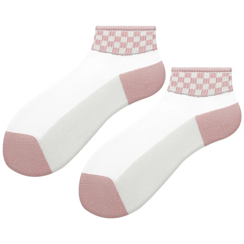 Summer thin women's glass silk socks Transparent Cotton Bottom Breathable Pink Cute Flower Socks