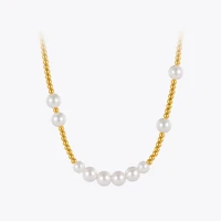 enfashion pearls beads necklace for women gold color choker wedding necklaces stainless steel collar fashion jewelry p213261
