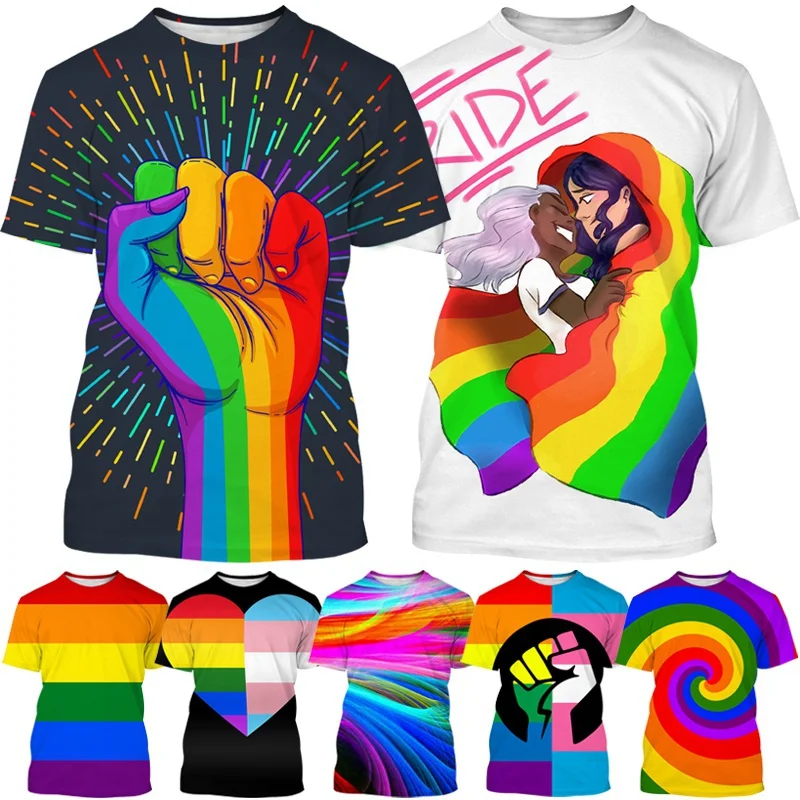 Новая модная Радужная футболка ЛГБТ с 3D принтом летняя индивидуальная