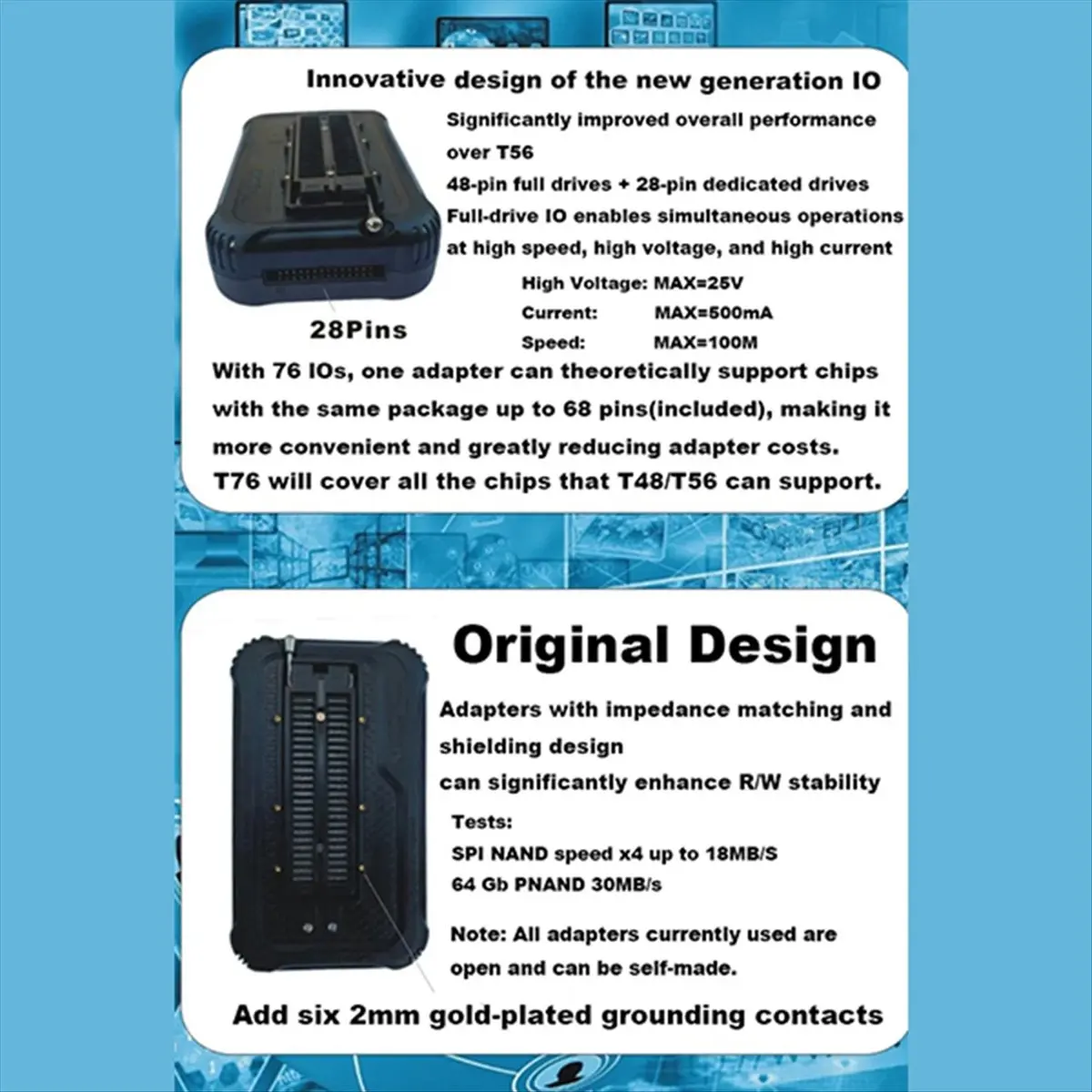 Фото ЛУЧШИЙ ВЫБОР) Универсальный программатор T76 USB3.0 для EEPROM, NOR, NAND, EMMC, MCU, GAL, адаптер Minpro/TL866II+TSOP48 №4