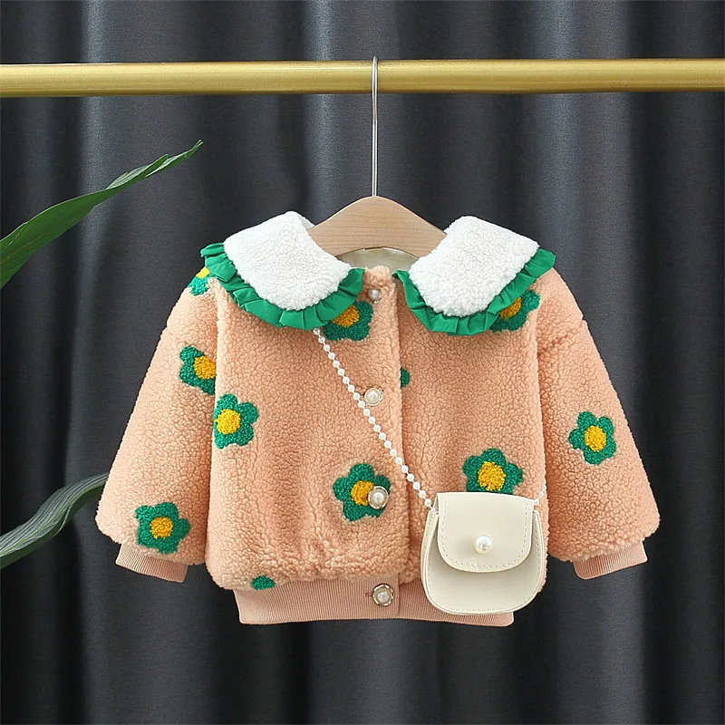 

LZH 2022 Winter Girls Down Jacket Cute Laple Flower Thickened Warm Cotton Clothes For Newborn Baby Coat Kids Costume 1-2-3 Years