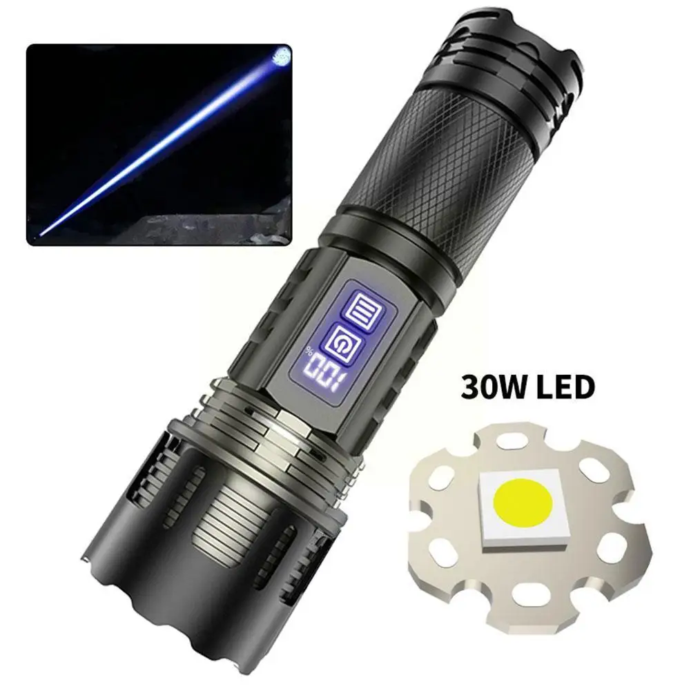 

LED Powerful Flashlight USB Recharge Flash Light 12000MAh Flashlight Torch Long Zoom Lantern Shot Tactical LED Q0K6