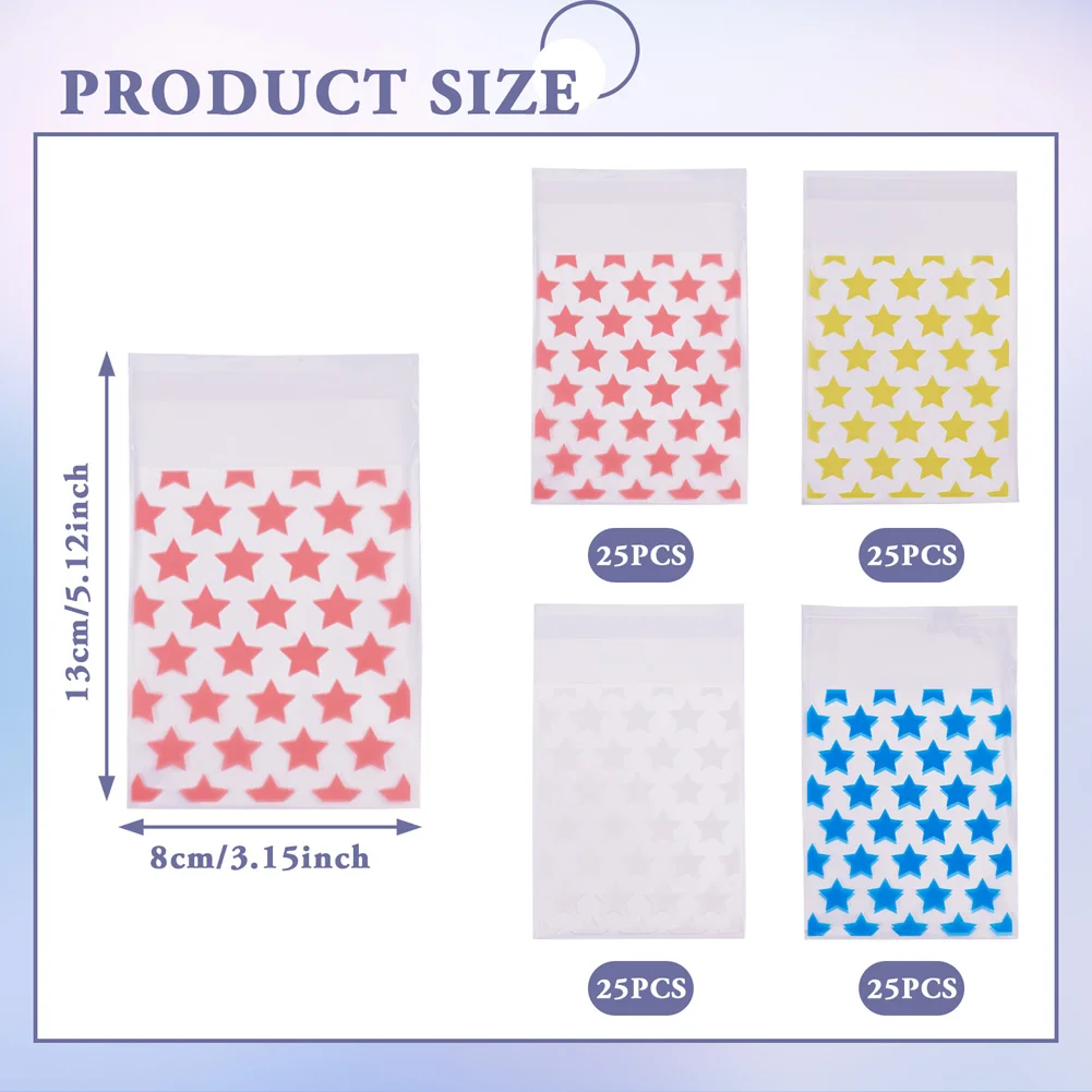 Pandahall 100 шт. 4 цвета прямоугольные самоклеящиеся пакеты с уплотнением