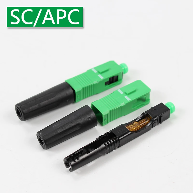 100PCS/LOT Optical Fiber Connector Green SC APC Quick Connector FTTH FTTB FTTX Network Fiber To The Home