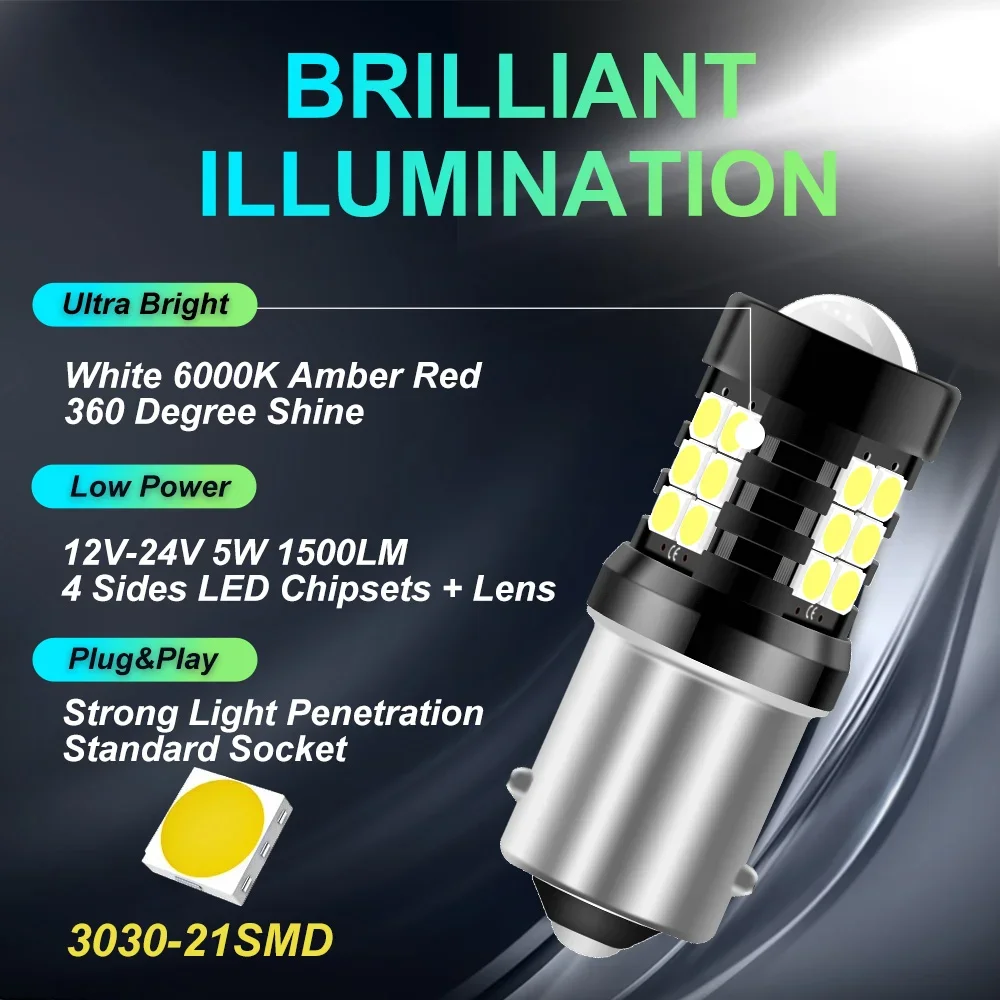 Фото Автомобильный светодиодный указатель поворота TCYATO 1156 7440 PY21W 21SMD, высокая яркость, задний фонарь №4