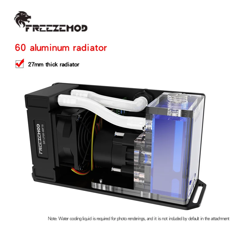 Фото FREEZEMOD 7.2W Насос/радиатор толщиной 27 мм и интегрированный водяной бак, 2.8 метра, расход 420 л/ч, 60 мм вентилятор, 12-24В / SLMZ-X-S №5