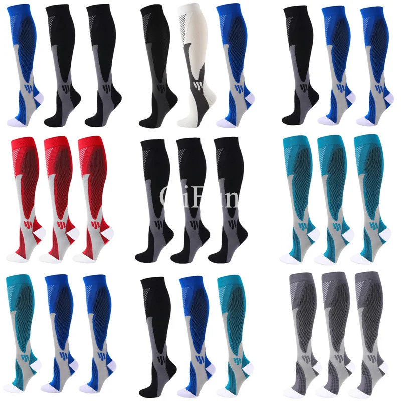 

3 Pairs New Compression Socks Women Medical Nursing Athletic Men Anti Fatigue Comfortable Nylon Sport Running Stockings 30 mmHg