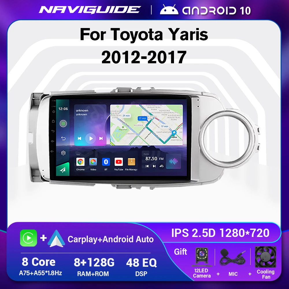 

NAVIGUIDE Android 10.0 Car Radio For Toyota Yaris 2012-2017 4G WIFI GPS Navigation DSP Car Stereo Video Player Autoradio Carplay