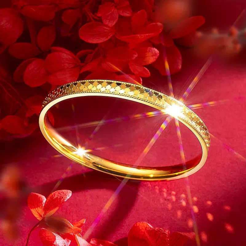 Высококачественный женский браслет 9999 настоящий золотой в виде чешуи дракона