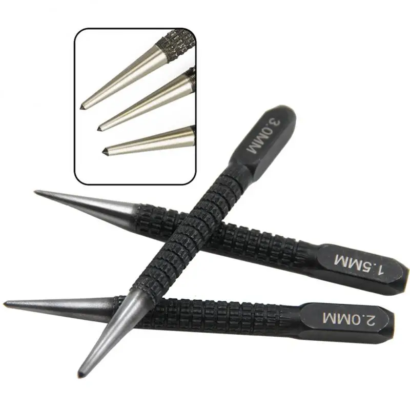

1.5mm/2mm/3mm Steel Center Punch Tapered Point Diameter Metal Wood Marking Drilling Tool Alloy Steel Metal Wood Drilling Tools