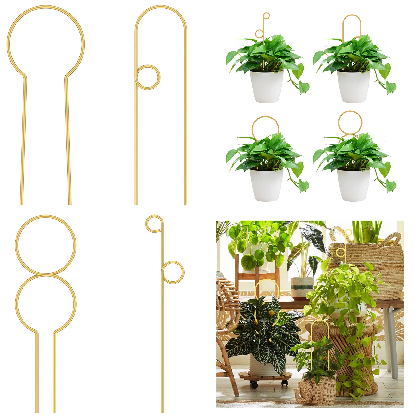 

4Pcs Plant Trellis Iron Plant Support Stake Weather Resistant Decorative Plant Climbing Rack Gardening Supplies for Indoor