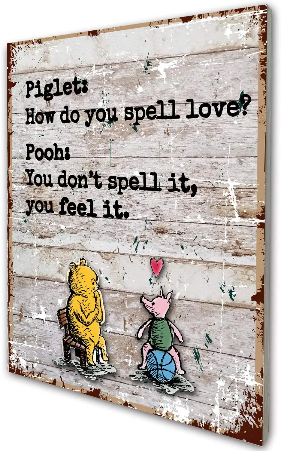 How Do You Spell Love Funny Inspirational Winnie The Pooh Quote Farmhouse Wood Wall Sign Decor Birthday Gift For Best Friends,
