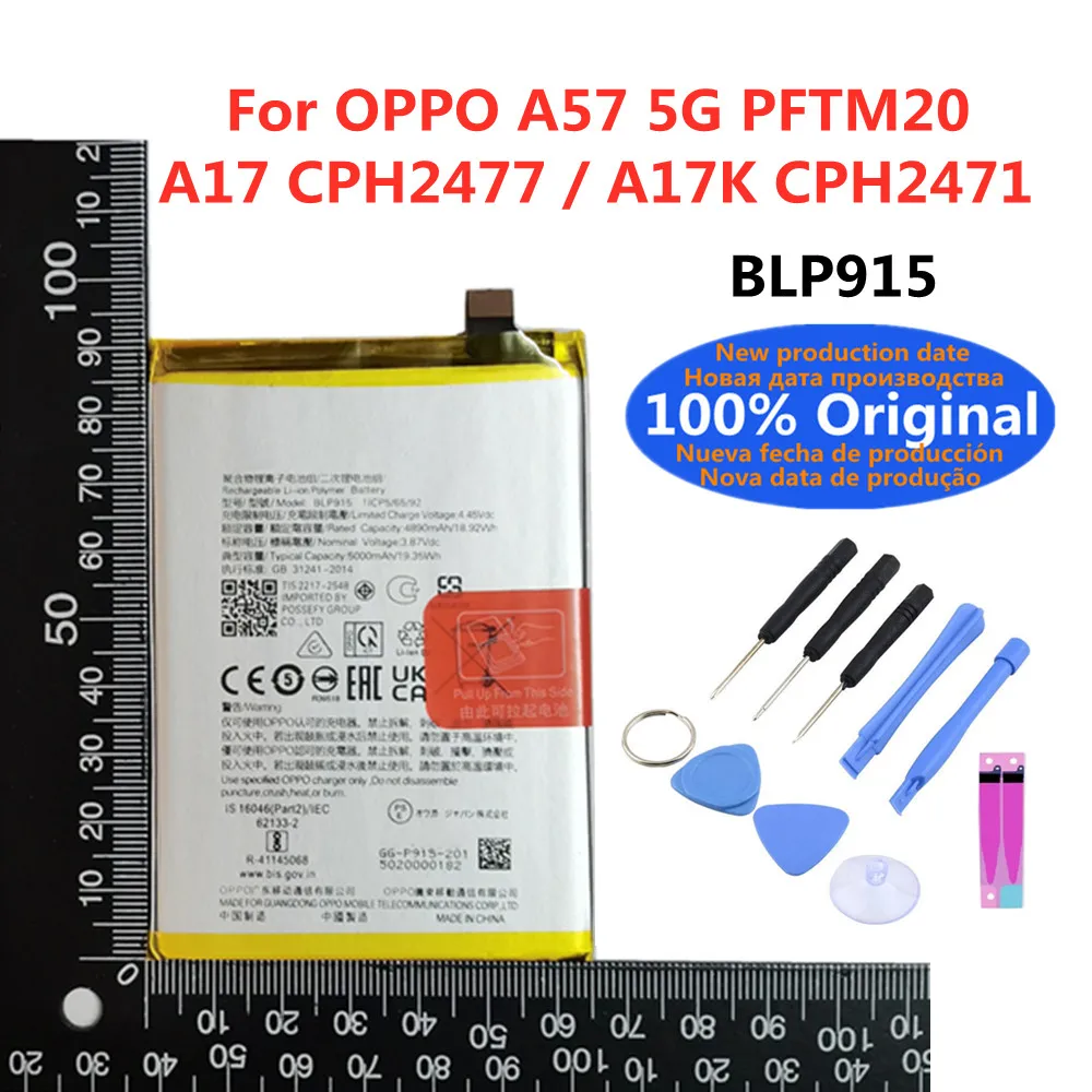 

100% Original BLP915 For OPPO A57 5G PFTM20 / A17 CPH2477 / A17K CPH2471 High Quality 5000mAh Phone Battery Bateria