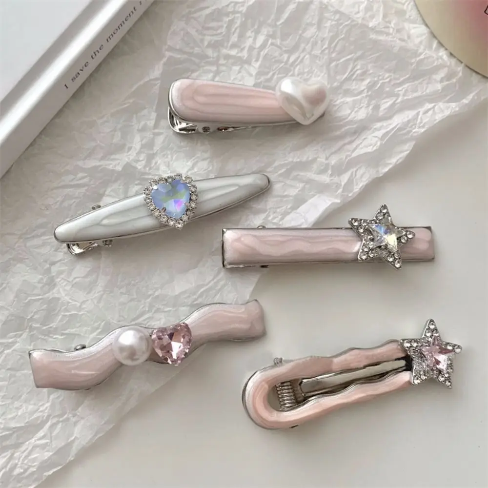 

Trendy Crytal Rhinestone Star Hair Clip Sweet Y2k Heart Duckbill Clip Hairpin Barrettes Hair Accessories